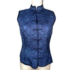 Lauren Ralph Lauren Women's Quilted Silk Cotton Vest size S Button Front Fitted